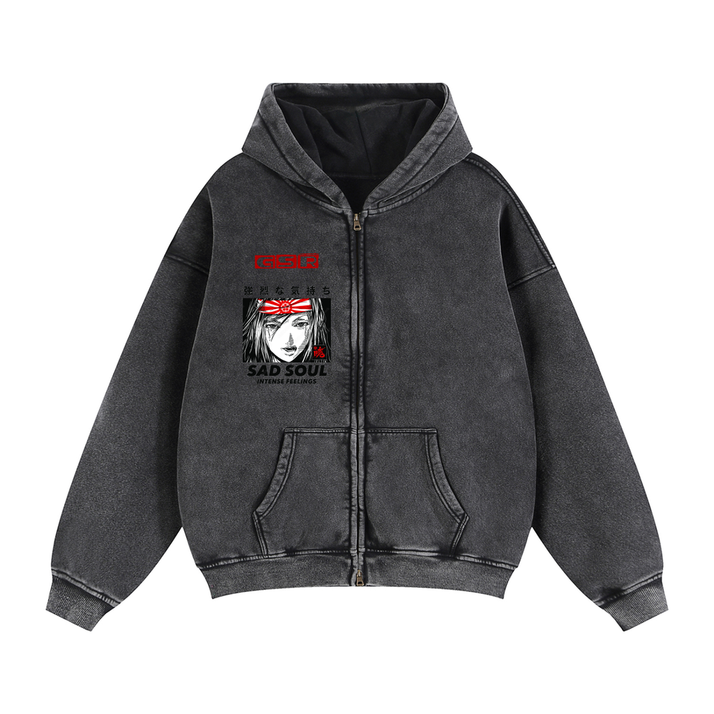 Zip-Through Boxy Fleece Hoodie